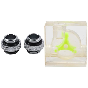 

2Pcs Water Cooling Rotary Fitting Adapter Water Cooling Connector & 1 Pcs PC Water Cooling System Flow Indicator Thread