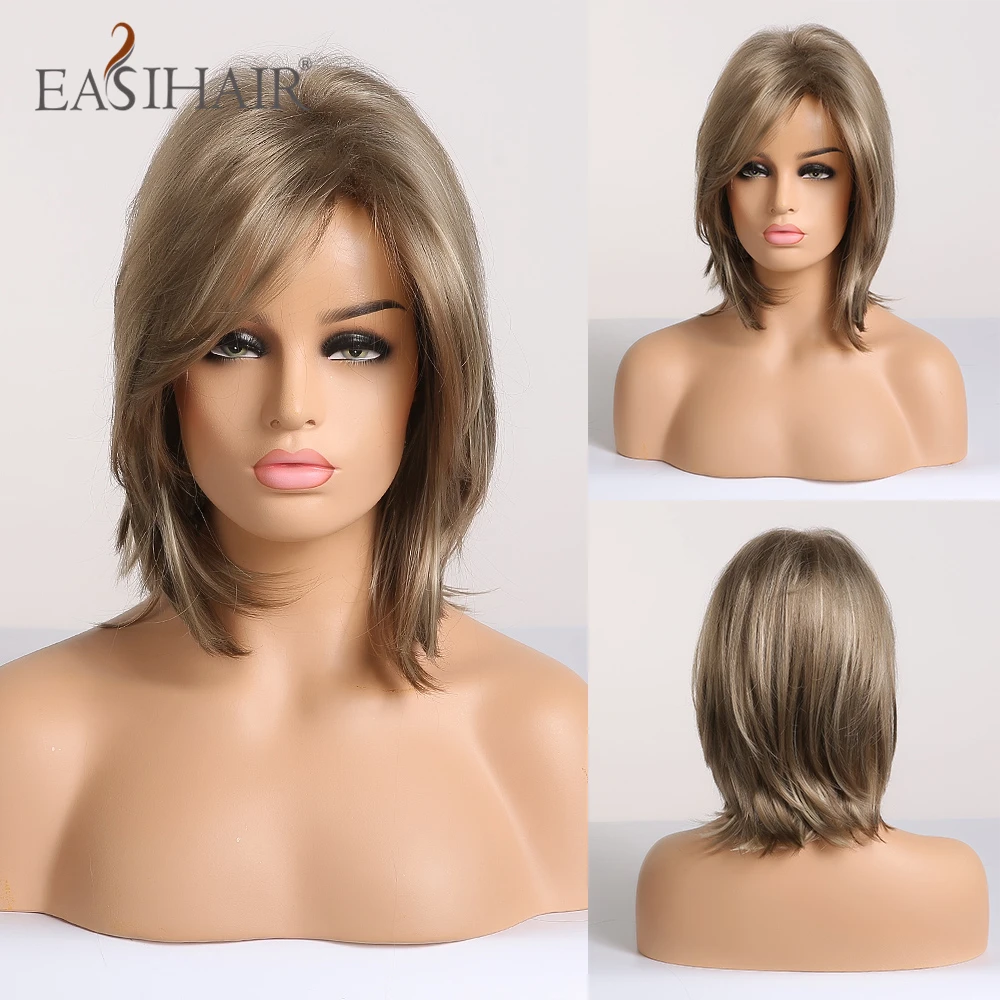 EASIHAIR corto sintético pelucas para mujeres Bob Rubio pelucas de Natural Cosplay del pelo pelucas para uso diario de alta temperatura de fibra pelucas completas