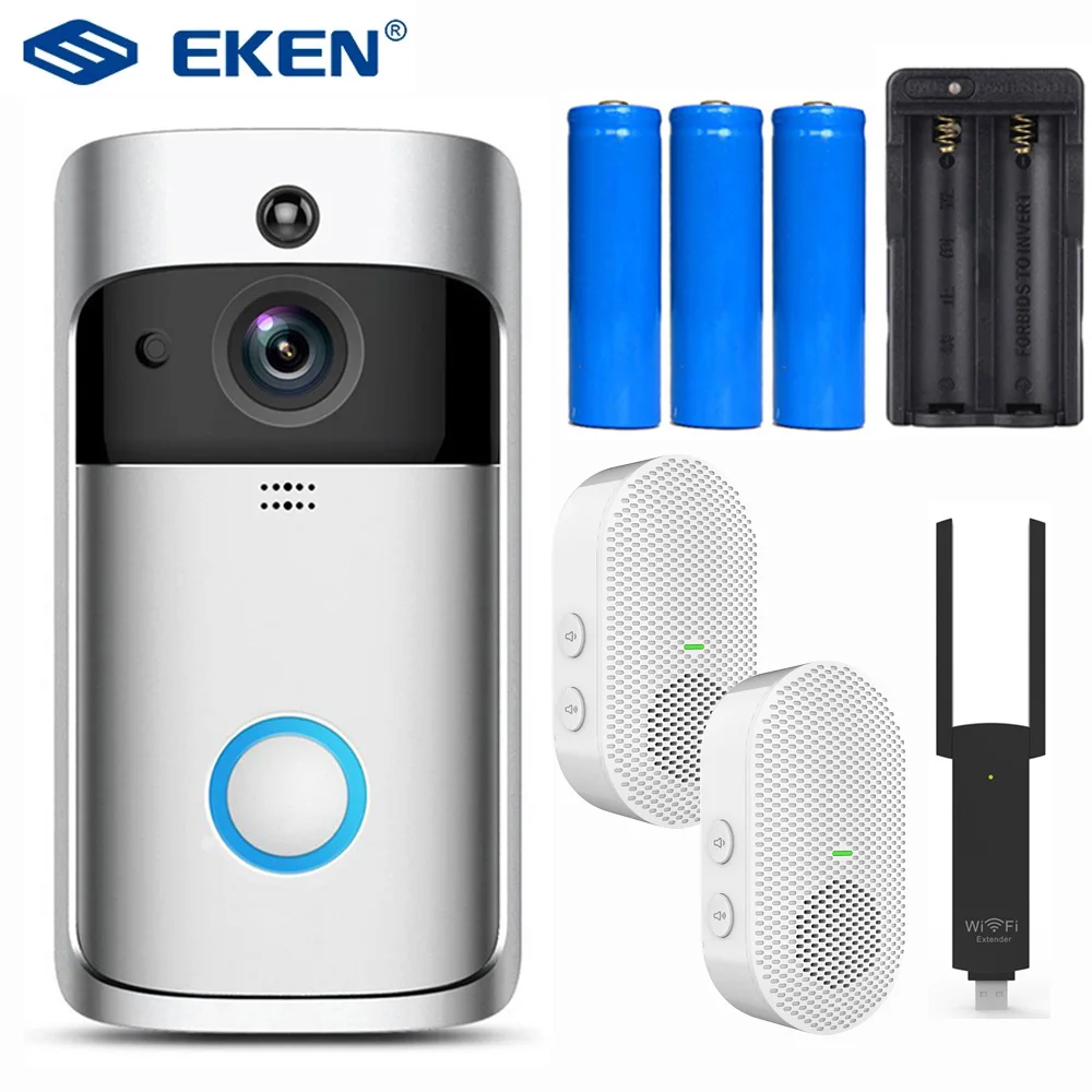 EKEN V5 Smart WiFi Video Doorbell Camera T5 Visual Intercom Cloud Storage Aiwit App Door Bell Wireless Home Security | Безопасность и