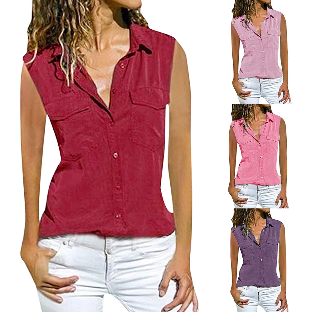 Женская винтажная блузка с карманами Boho летняя однотонная Свободная