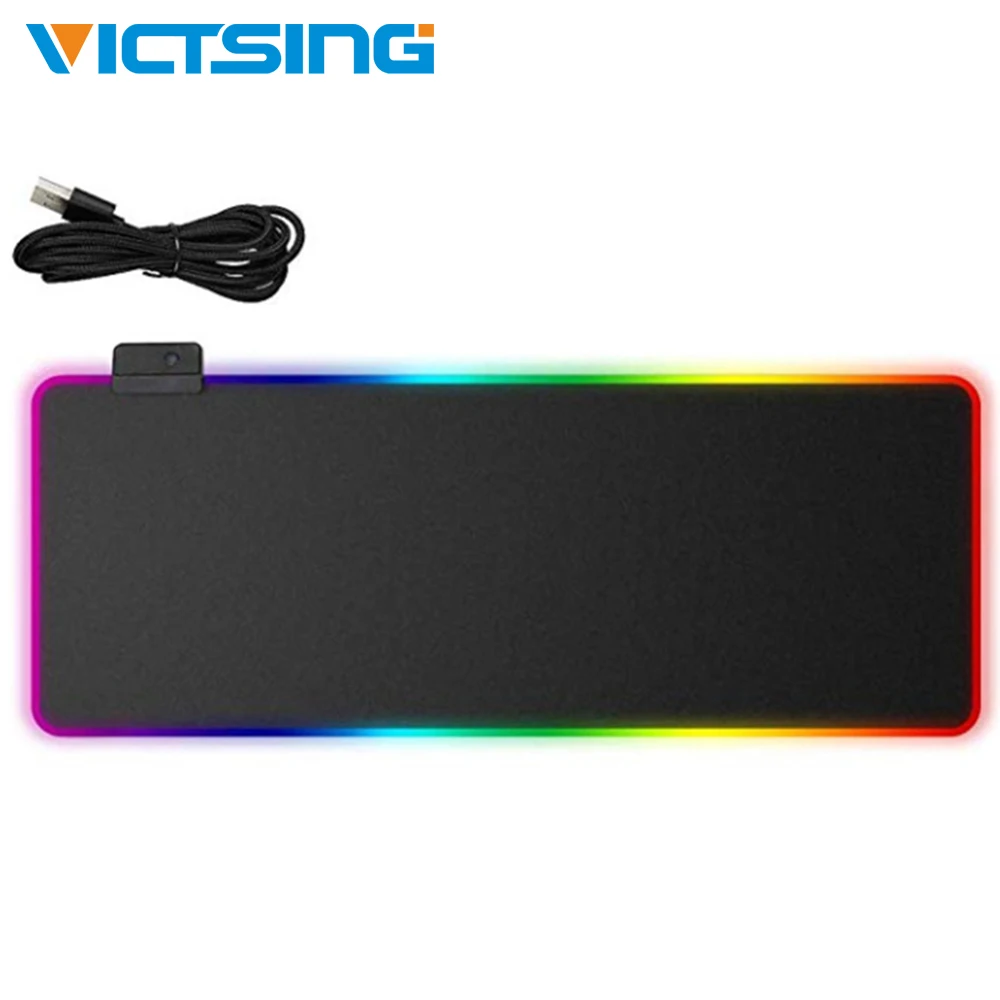 Нескользящий игровой коврик для мыши RGB цветной светодиодный с подсветкой 14