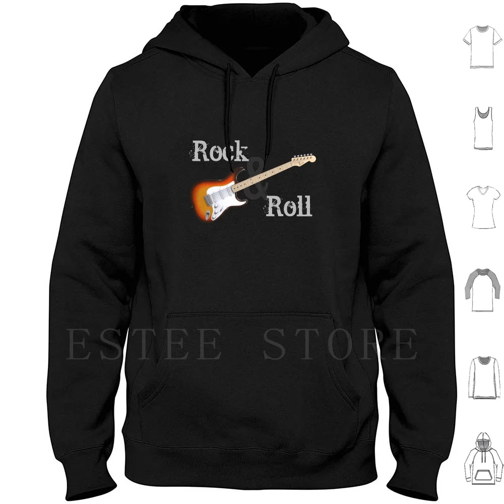 Rock & Roll Guitar Hoodies Manica Lunga Roll Guitar Electric Strat Stratocaster Music Musical Instrument Six String 3D