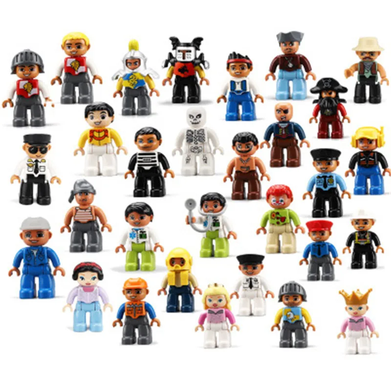 

1Pcs Duplo Blocks Big Size Action Figures City Princess Policemen Family Building Blocks Compatible Brand Duploes Education Toy