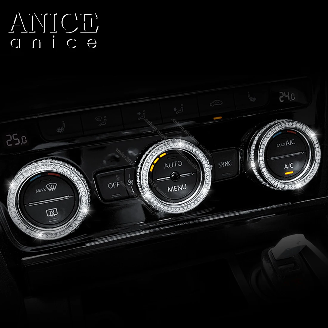 Rystal Air-Condition AC Adjust Buttons Ring trim Fit For Volkswagen Arteon