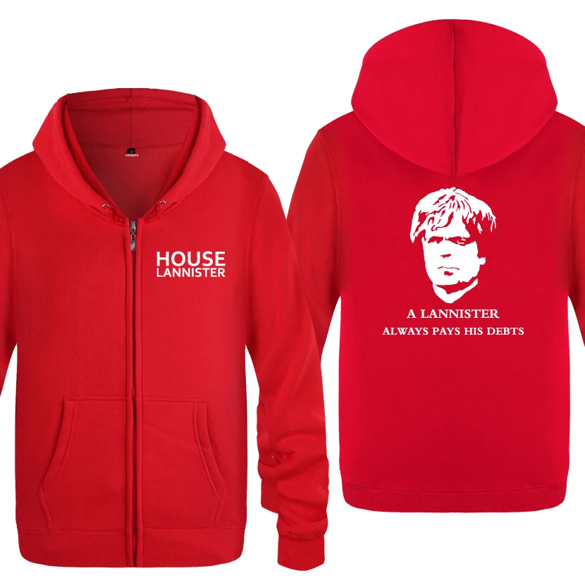 Lannister всегда платит долги-Игра престолов толстовки мужские мужские флисовые кардиганы на молнии толстовки с капюшоном
