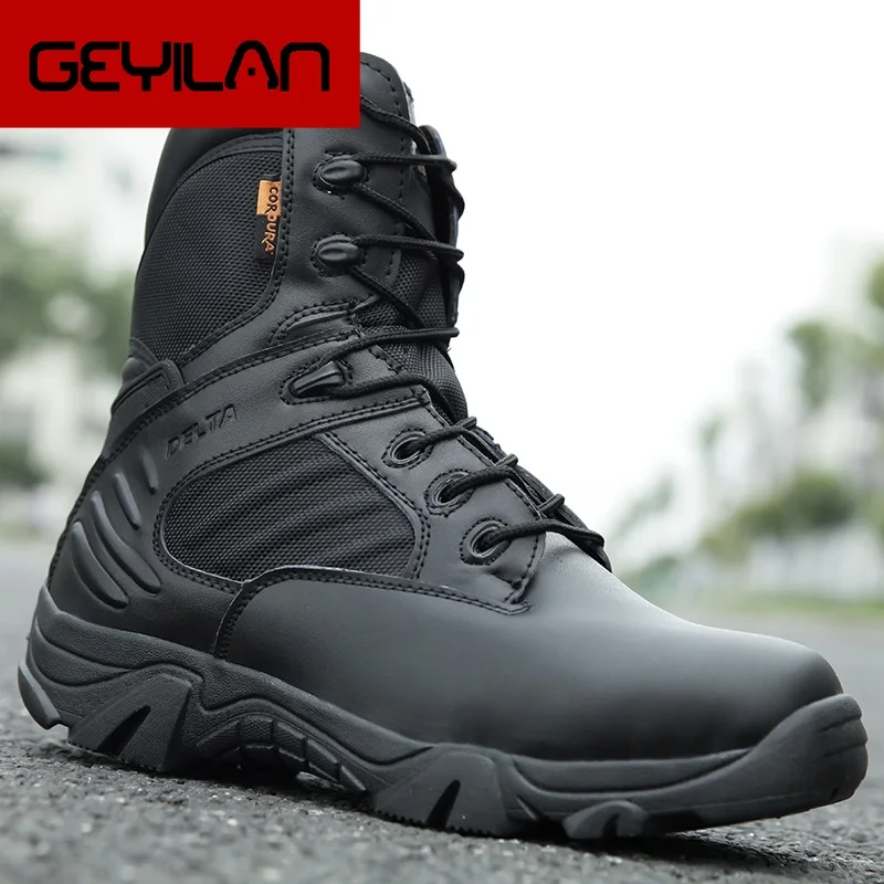 

Military Tactical Mens Boots Special Force Leather Waterproof Desert Combat Ankle Boot Army Work Shoes Plus Size 37-45