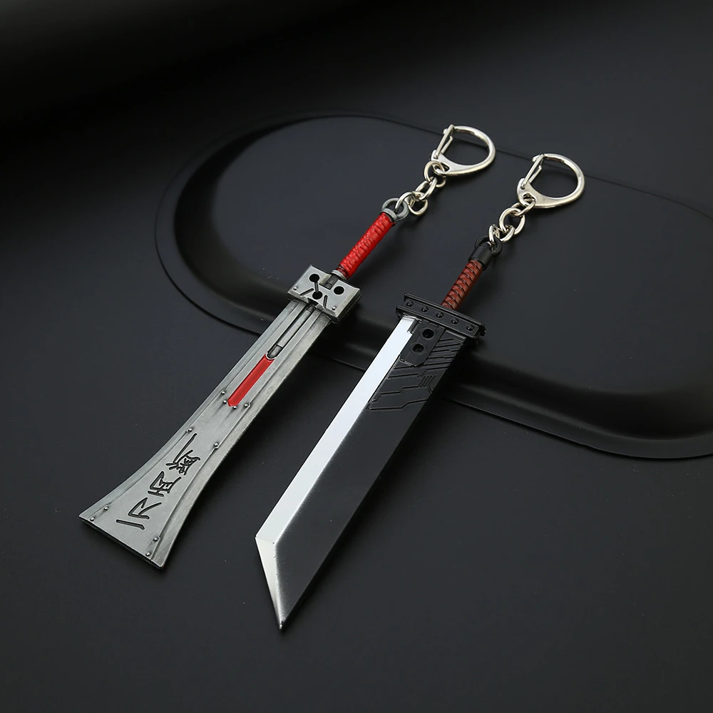 ファイナルファンタジーviiリメイクキーホルダークラウド ストライフザックス フェアバスターソードモデルキーリング武器ペンダントコスプレllaveros Chaveiro Key Chains Aliexpress