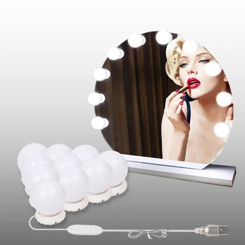 

Hollywood Style10 LED Vanity Mirror Lights Kit with Dimmable Light Bulbs Lighting Fixture Strip for Makeup Vanity Mirror Light