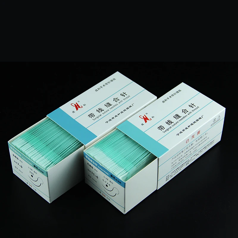 Ningbo Chenghe Microsurgery non-invasive suture needle with Black nylon thread Vascular nerve suture 1pcs microsurgery suture needle