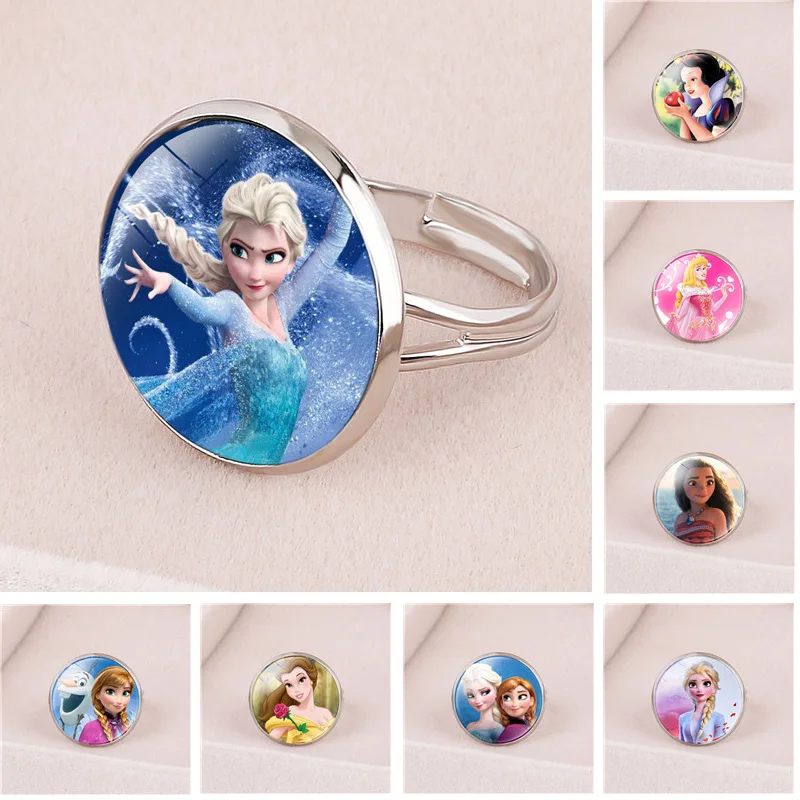 Disney Doll Cartoon Frozen Princess Anna Elsa Children's Ring Snow White Cinderella Jewelry doll Accessories gifts for girls | Игрушки и