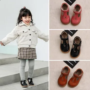 

Spring Fashion Children Soft Bottom Breathable Casual Hook Loop Shoes,Round Toe Genuine Leather Flats Princess Shoes For Girls'