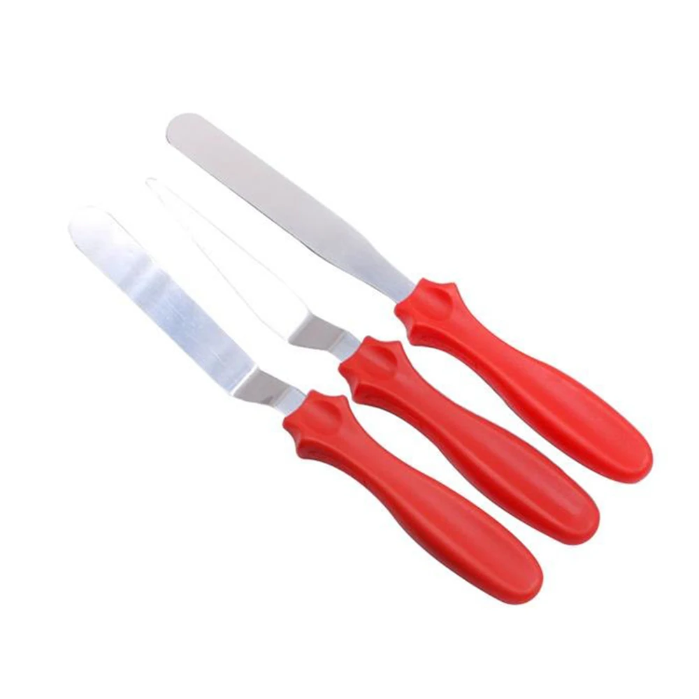 

3pcs/set Stainless Steel Butter Cake Cream Knife Spatula for Cake Bread Smoother Icing Frosting Spreader Fondant Pastry Cake