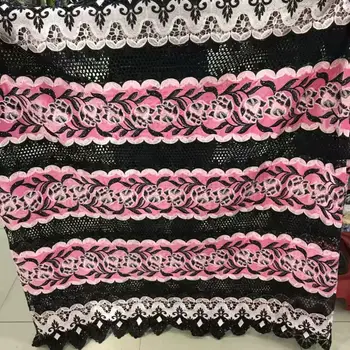 

African Lace Fabric 2019 High Quality Pink Black Cord Nigerian Lace Fabric Wedding French Water-soluble lace Fabric For Dresses