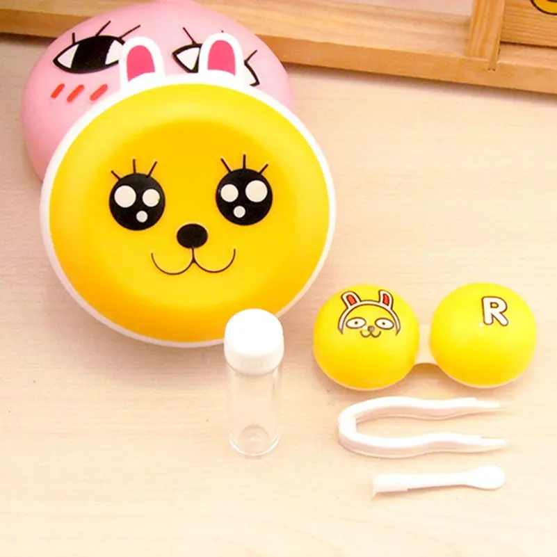 Милый мультяшный чехол с контактными линзами с зеркальными контактными линзами коробка для мужчин и женщин портативный контейнер для хранения в комплекте