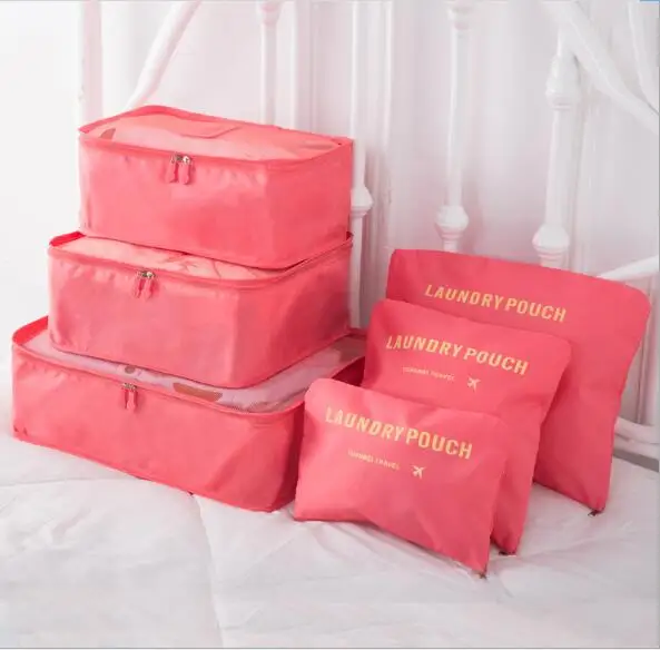 light red Прямая поставка Muchacha 6 шт. сумка для хранения набор водонепроницаемая одежда Нижнее белье Органайзер сумка портативный чемодан разделитель сумка для хранения - Цвет: light red