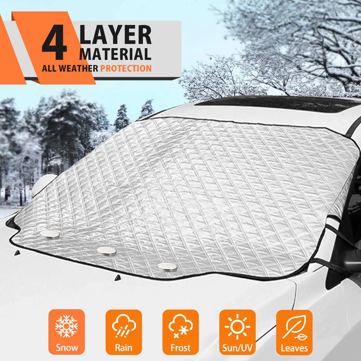 

Car Windshield Snow Cover Frost Guard Winter Windshield Snow Ice Cover Magnetic Edges Car Snow Windshield Protector for Most Car