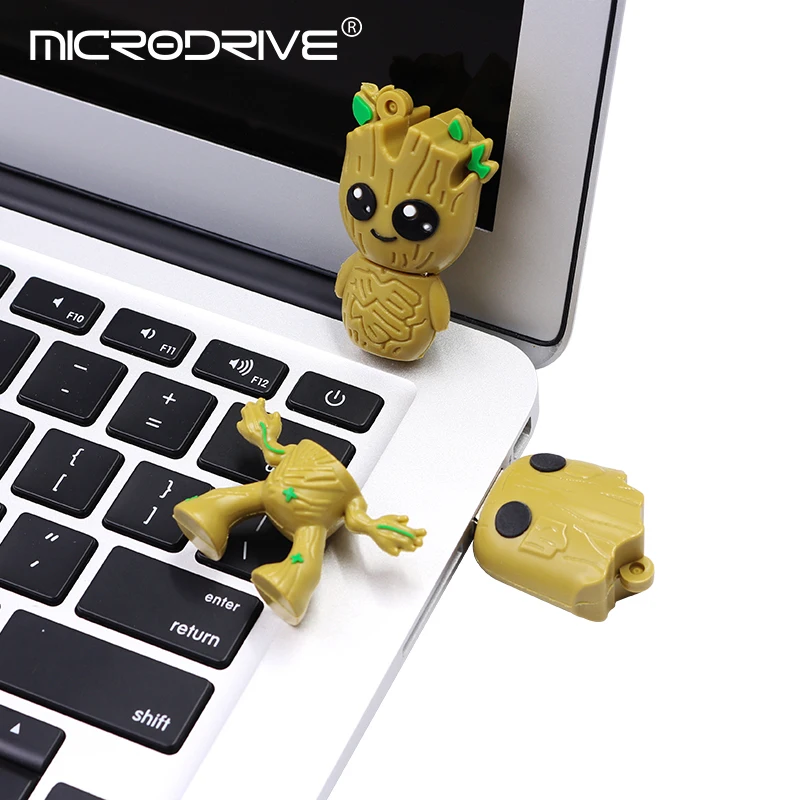 Подлинный мультяшный флеш-накопитель cute Groot 2,0 USB флеш-накопитель 4 ГБ 8 ГБ 16 ГБ 32 ГБ 64 ГБ 128 ГБ USB флешка Флешка U диск