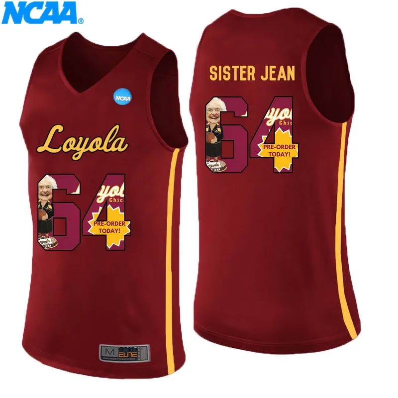 Новое поступление, высокое качество, Loyola(Chi) Ramblers SISTER JEAN#64 Avery#10, футболки для колледжа, ограниченная серия, майки, S-XXXL - Цвет: 1