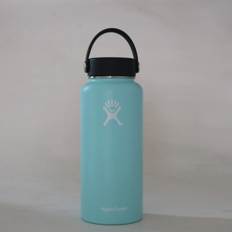 Tiffany Blue 18 унций/32 унций/40 унций гидро Вакуумная бутылка для воды Изолированная фляга из нержавеющей стали бутылка для воды с широким горлом со спортивной/соломенной/гибкой крышкой - Цвет: Tiffany Blue