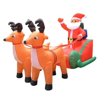 

Christmas Santa Elk Deers Sleigh Inflatable Mascot Doll Party Holiday DIY Props Xmas New Year Store Lantern Yard Art Decor