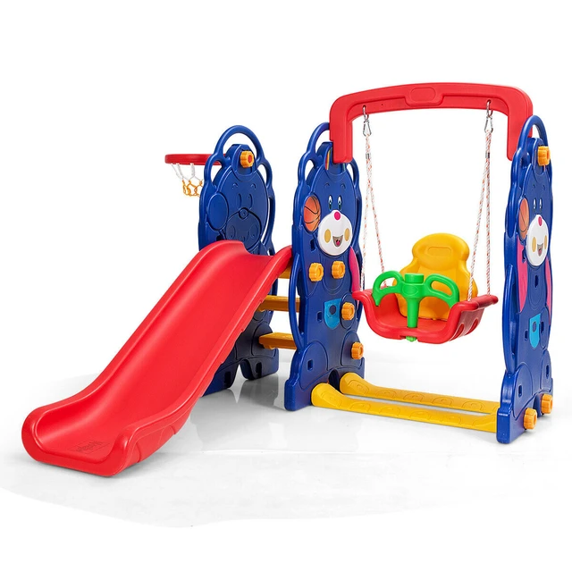 3 in 1 Toddler Climber and Swing Set Kid Climber Slide Playset w/Basketball  Hoop TY327456+ - AliExpress