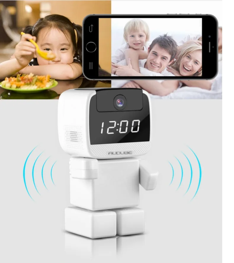 Yoosee робот скрытый 1080p Wi-Fi камера безопасности с светодиодный часы для дома/офиса