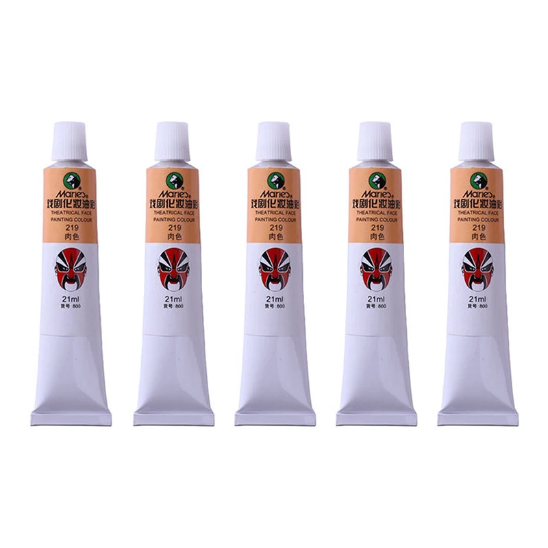 Flesh-tint-219-5pcs Театральная маска Marie's для лица, масляная живопись, цветной пигмент, 10 цветов, 21 мл, драматическая маска для тела, вечерние/маскарадные картины, макияж, 800 - Цвет: Flesh-tint-219-5pcs