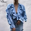 Women Blouses Celmia 2022 Summer Ruffled Stylish Top Plus Size Sexy V neck Long Sleeve Shirt Female Casual Buttons Sweet Blusas ► Photo 3/6