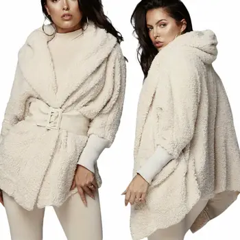

Womens Winter Warm 2Pcs Pajamas Sets Fluffy Fashion Solid Long Sleeve Ladies Hooded Homewear Nightwear