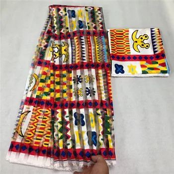 

african fashion style Organza silk wax fabric soft material satin fabric ribbon silk fabrics for women dress 4+2yards
