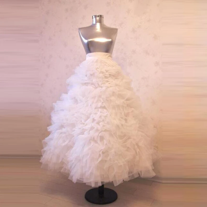 Real Image Formal Ruffle Puffy Long Wedding Zipper Style Tulle Skirt For Bridal White Women Faldas Mujer Saias 2020 | Женская одежда