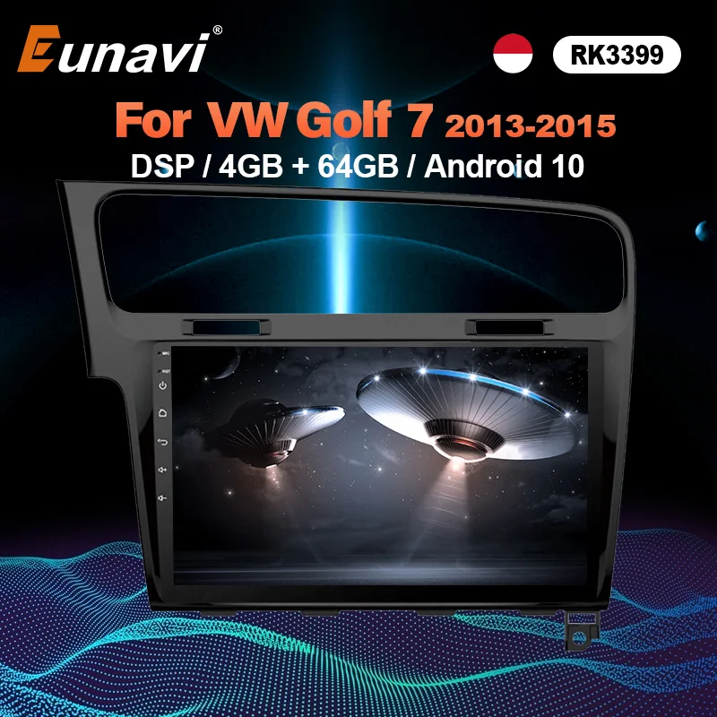 Eunavi 4G+64G Android 10.0 Car Radio For Volkswagen Golf 7 2013-2015 Multimedia Video Player Navigation GPS 2 din dvd