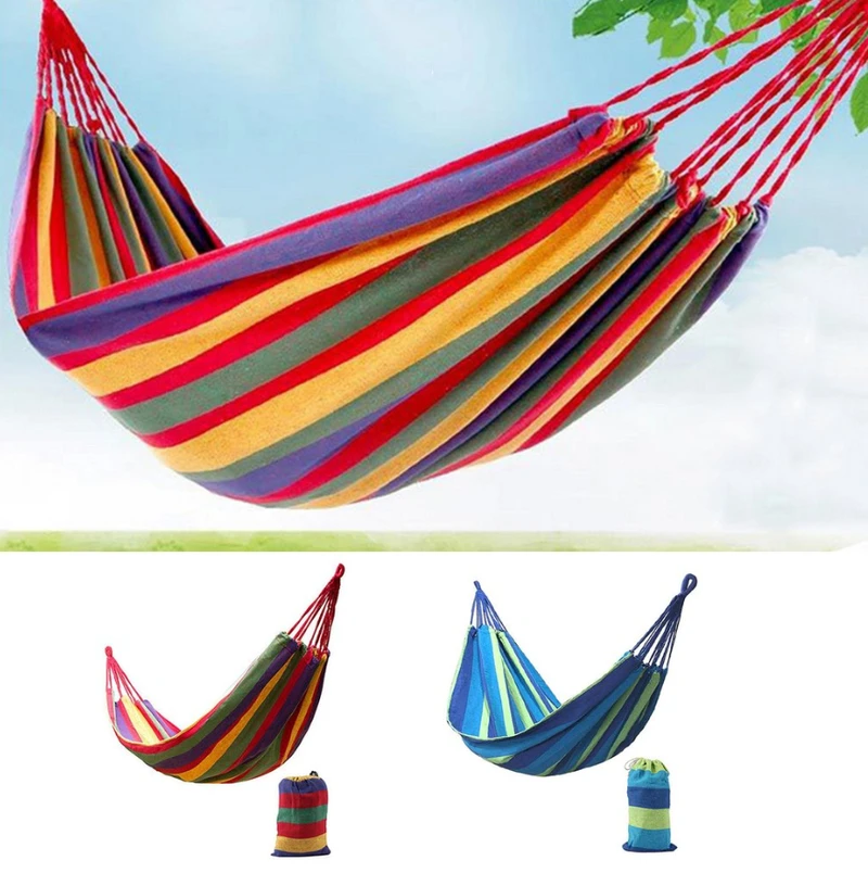 Ultralight Camping Hammock with backpack Hot Sale rainbow Outdoor Leisure Portable Hammock canvas Hammocks