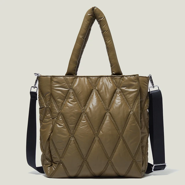 Designer Brand Lingge Quilted Padded Large Tote Nylon Women Handbags Luxury  Down Cotton Shoulder Crossbody Bags Shopper Bag 2022 - AliExpress