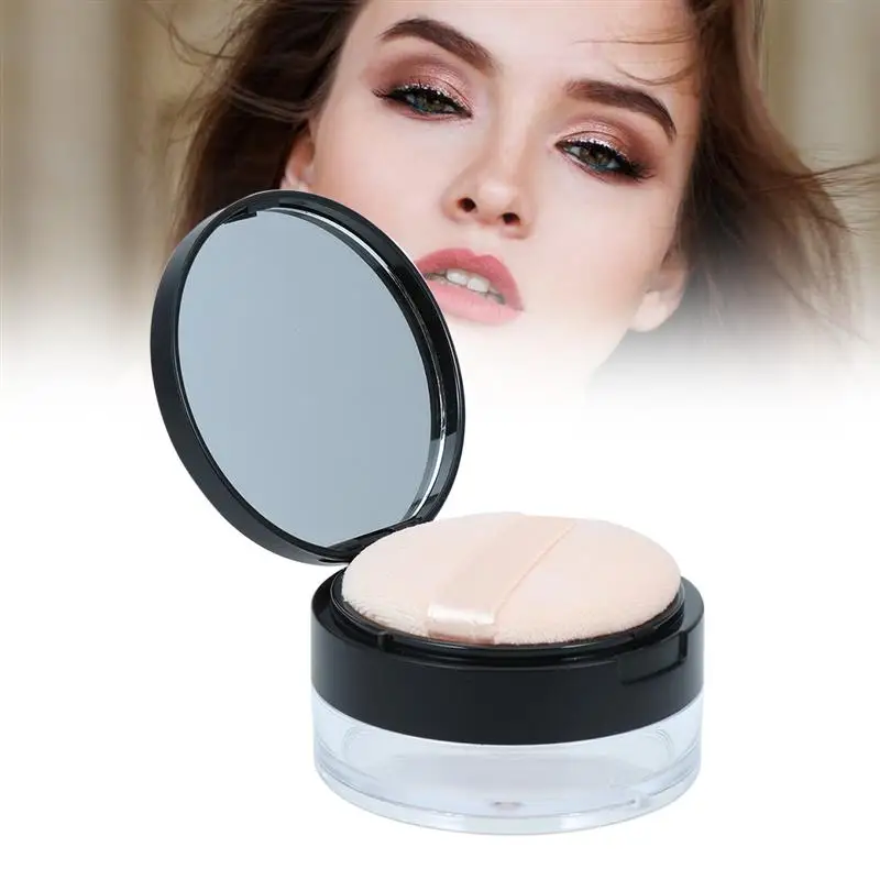 

Empty Powder Case Layers Anti Leakage Plastic Practical Makeup Powder Jar Makeup Powder Container with Powder Puff Mirror