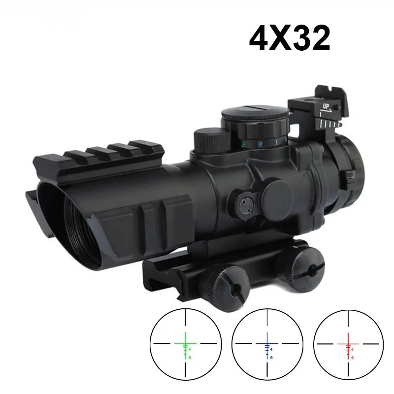 DREAMY ACOG 4x32 оптический прицел тактический охотничий прицел с планка Пикатинни для винтовки страйкбол призматическое оружие прицел - Цвет: Черный