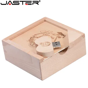 

JASTER (over 1PCS free LOGO) Usb Drive 8GB 16GB 32GB 64GB Usb Stick Pen Drive Memory Stick Pendrive Wood Usb + Box Wedding Gift