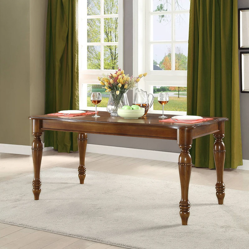 Dining Table 1.45M Деревянный обеденный стол в американском стиле и кожаный стул и винный шкаф WA645 - Цвет: Dining Table 1.45M