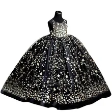 Детские платья для свадебной вечеринки для девочек, детские Бальные платья с блестками, розовый, черный сарафан детское платье на день рождения для девочек 1 года