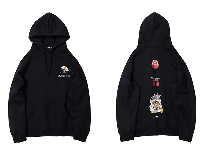Aelfric Eden Lucky Cats, толстая мужская толстовка с капюшоном,, Harajuku, Повседневный хлопковый пуловер, модная уличная одежда, мужские толстовки