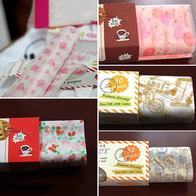 

50Pcs/Box Food Grade Wax Paper Grease Paper Food Wrappers Wrapping Paper For Bread Sandwich Burger Fries Oilpaper Baking Tools
