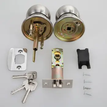 

Round Door Handle Door Knobs Lock Stainless Steel Entrance Passage Door Lock with Key for Bedroom Living Room Bathroom