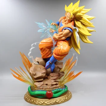 

31CM Dragon Ball Z Super Saiyan 3 Son Goku Battle Form Figurine Dolls Toys PVC Action Figure Collectible Decoration Model Toy