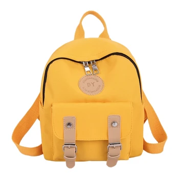 

Backpack Women Canvas Bag Fashionable Wild Zip School Bag Women's College Mini Backpack Shoulder Bag Yellow