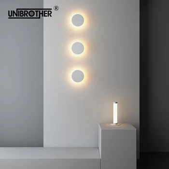 

Nordic Bedroom Bedside Wall Lamp Minimalist Creative LED Lights Living Room Dining Aisle Round Square Sconce Lamps
