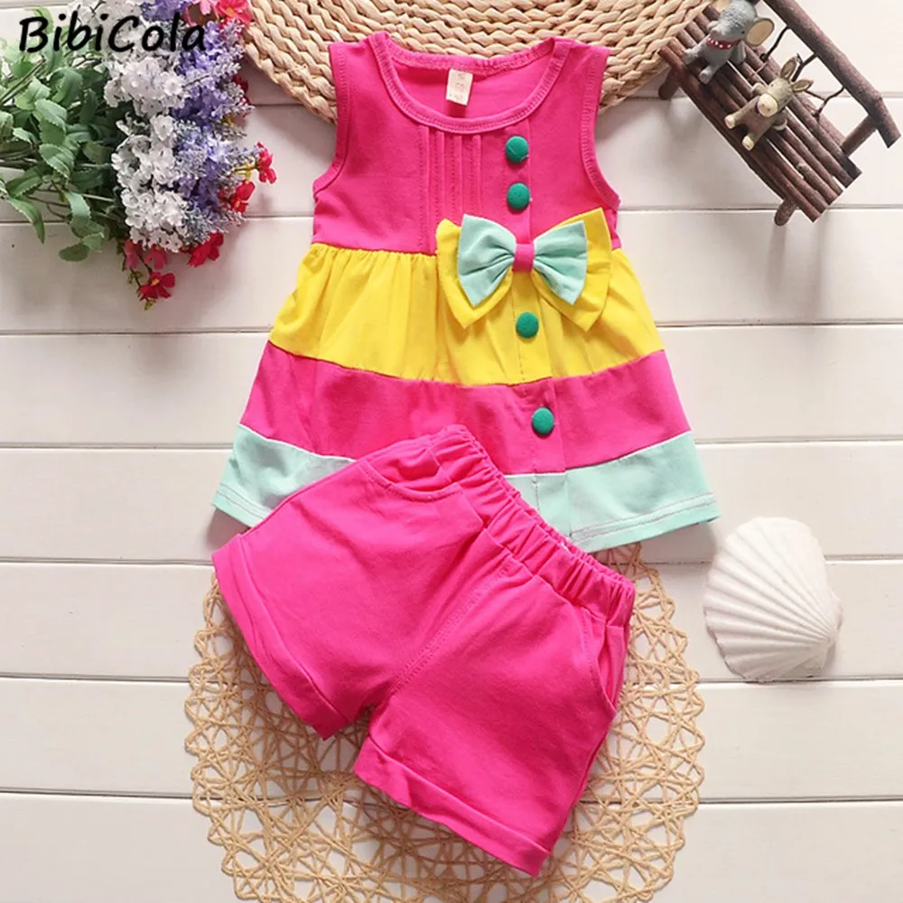 Clothing Set 2pcs BibiCola summer girls children cotton suit kids cartoon outfits short sleeve baby girls clothes sets girls clothing set
