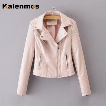 

KALENMOS PU Leather Jackets Women Faux Suede Spring Autumn Slim Fit Korea Harajuku Work Biker Punk Outwear Motorcycle Chic Coat