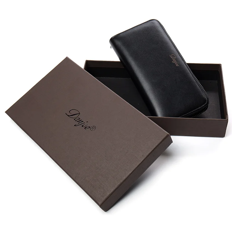 

New Style Full-grain Leather Simple Casual MEN'S LONG Pattern Wallet Clutch Boutique Men's Bag Exquisite Gift Box Packaging