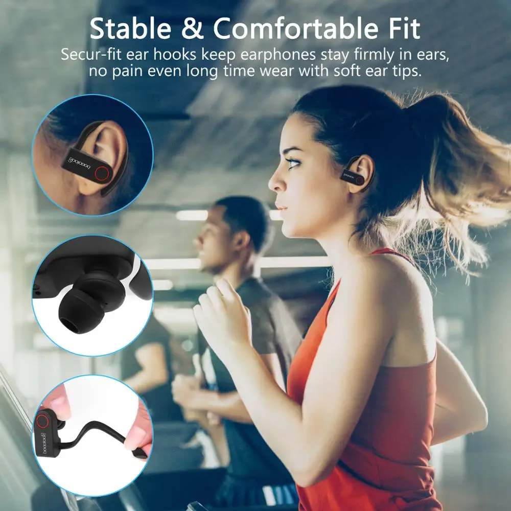 GOOJODOQ с функцией подавления шума Спортивные наушники Bluetooth 5,0 с наушным креплением True Беспроводной стерео гарнитура с USB зарядка чехол наушники-вкладыши TWS Bluetooth наушники с микрофоном