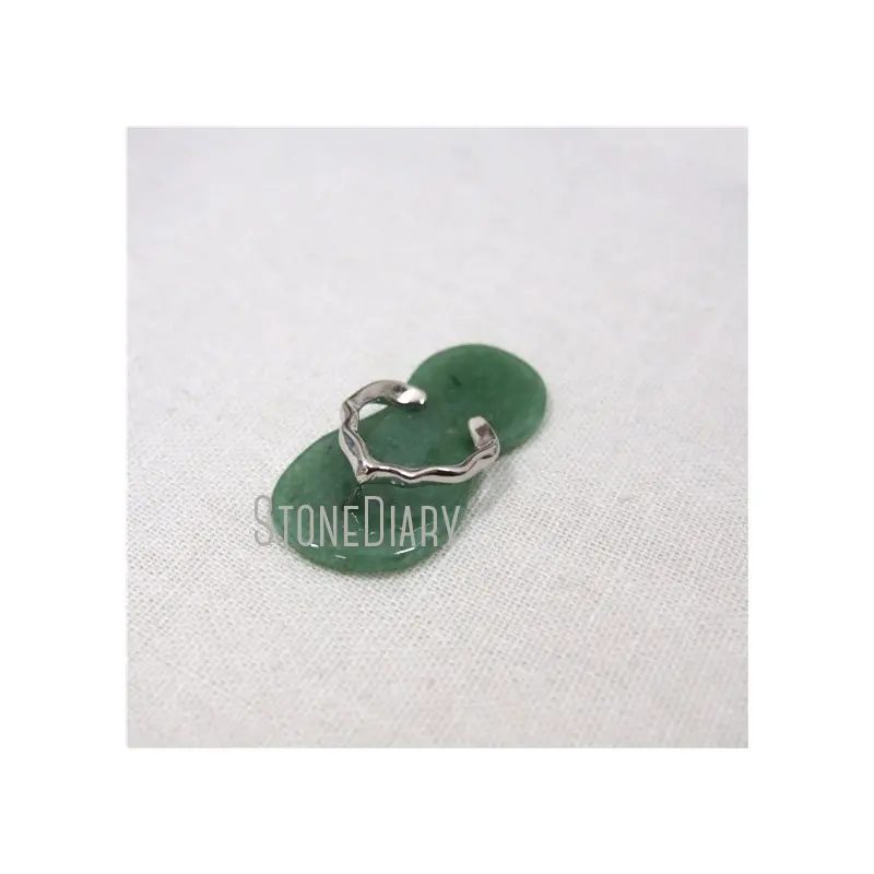 

PM13853 Beach Jewelry Healing Stone Aventurine Flip Flop Pendant Slipper Charm Silver Plated Jewelry